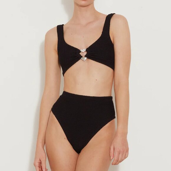 New Hunza G Jessica Navy Bikini 2 Piece Swimsuit Set NWT One Size - Picture 7 of 15